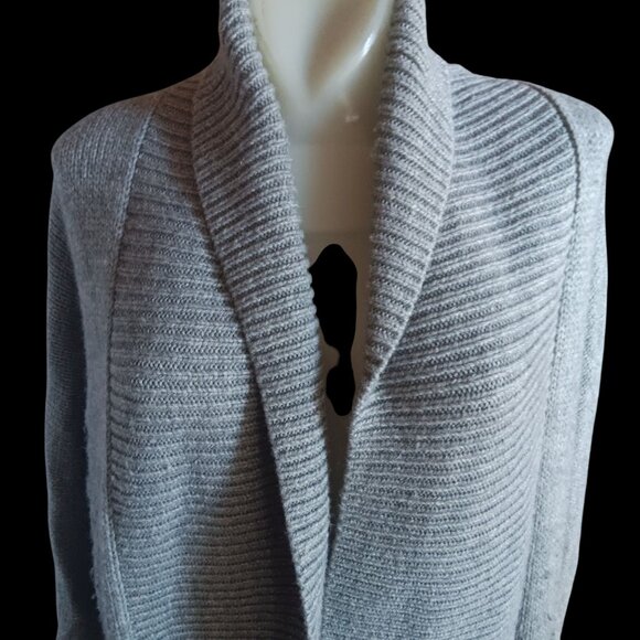Women's Small Gap Long Cardigan Sweater Gray Open Front Ribbed Knit Womens S - Picture 2 of 8